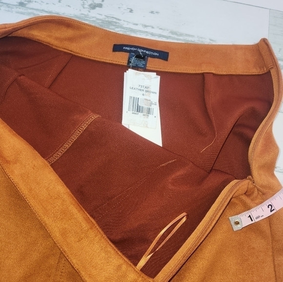 FRENCH Connection PATTY FAUX SUEDE MINISKIRT IN LEATHER BROWN Size 6 NWT - Picture 6 of 9